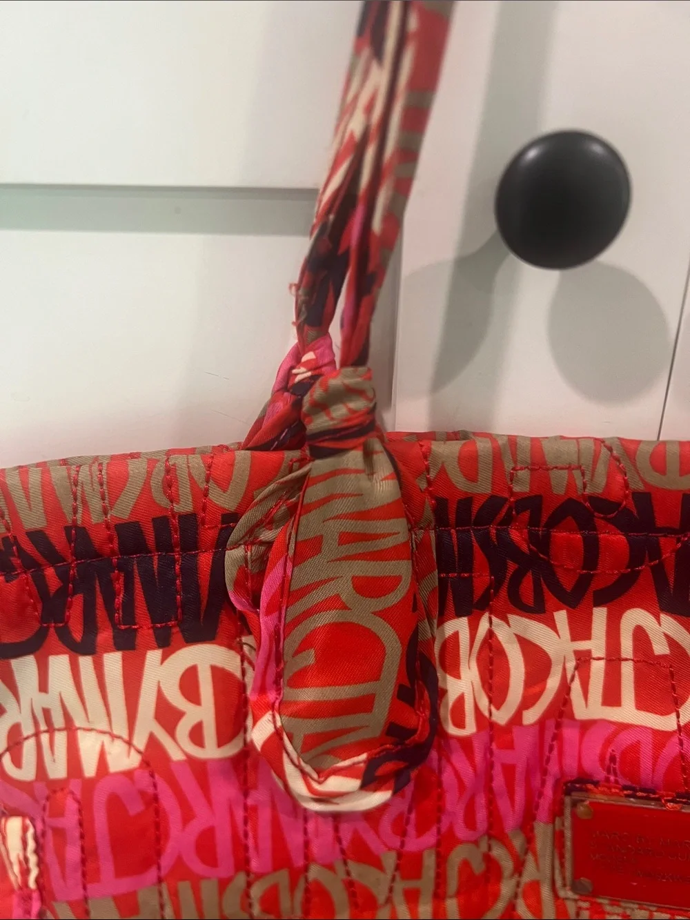Marc by Marc Jacobs Vintage Graffiti Printed Quilted Nylon Tote Bag Multi